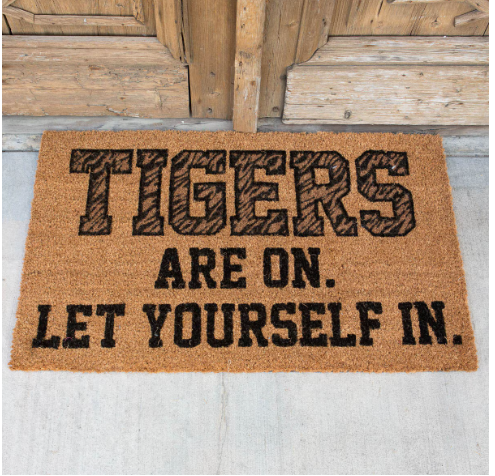 Tigers Are on Coir Doormat Natural/Black 30x18