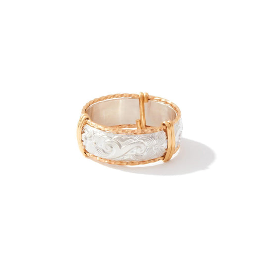 Angelina Ring- Sterling Silver Bar with 14K Gold Artist Wire