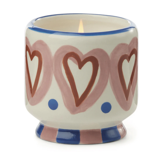 A Depo 8oz Handpainted "Hearts" Ceramic (Rosewood Candle)