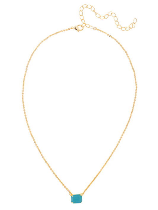 Octavia Single Crystal Pendant Necklace Blue Opal