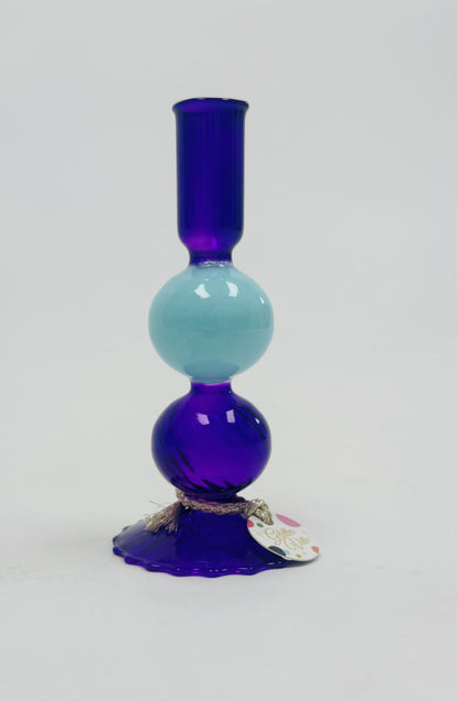 Fluted Taper Candle Holder Glass 12 Assortment