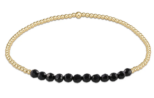 Gold Bliss 2mm Bead Bracelet - Faceted Onyx