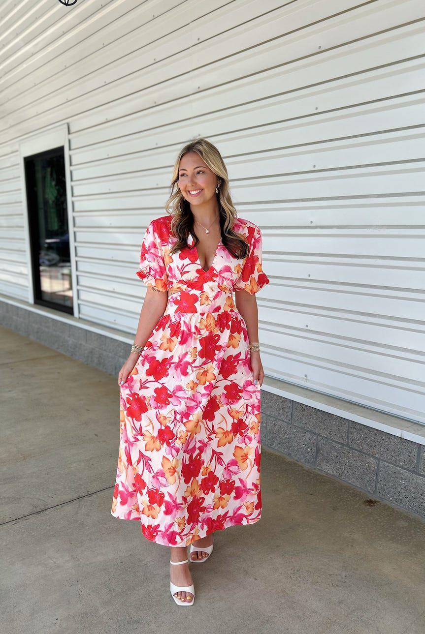 Meryn V-neck long swing dress