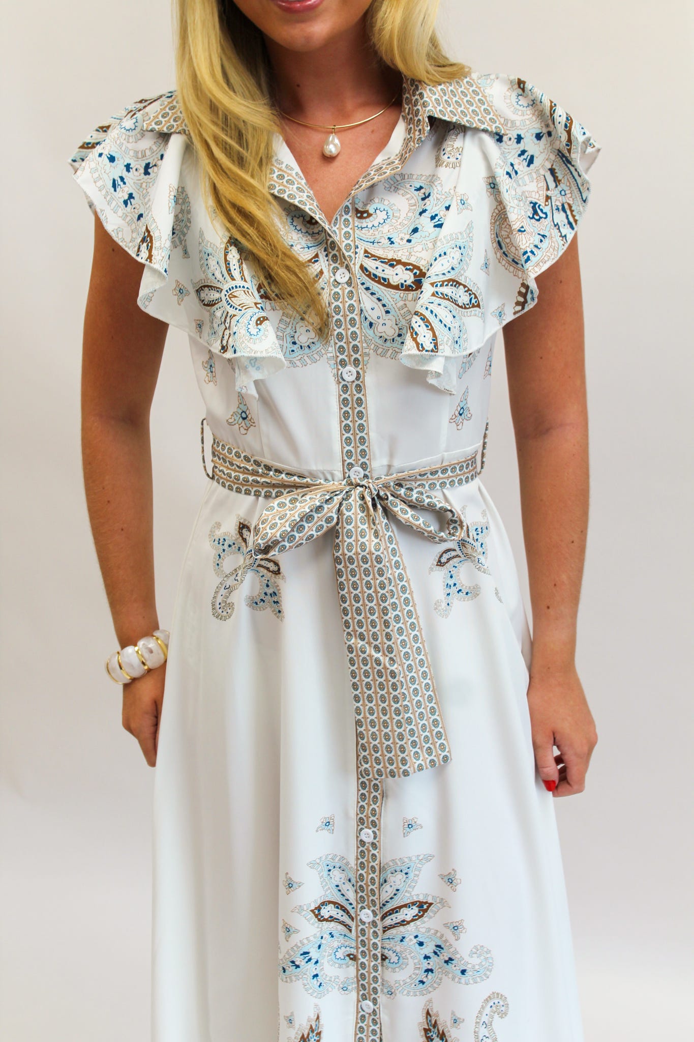 Vintage Elegance Belted Maxi Dress
