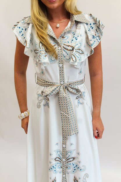 Vintage Elegance Belted Maxi Dress
