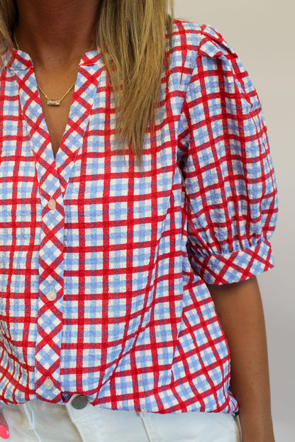 Top Elaine Gingham Red/Blue