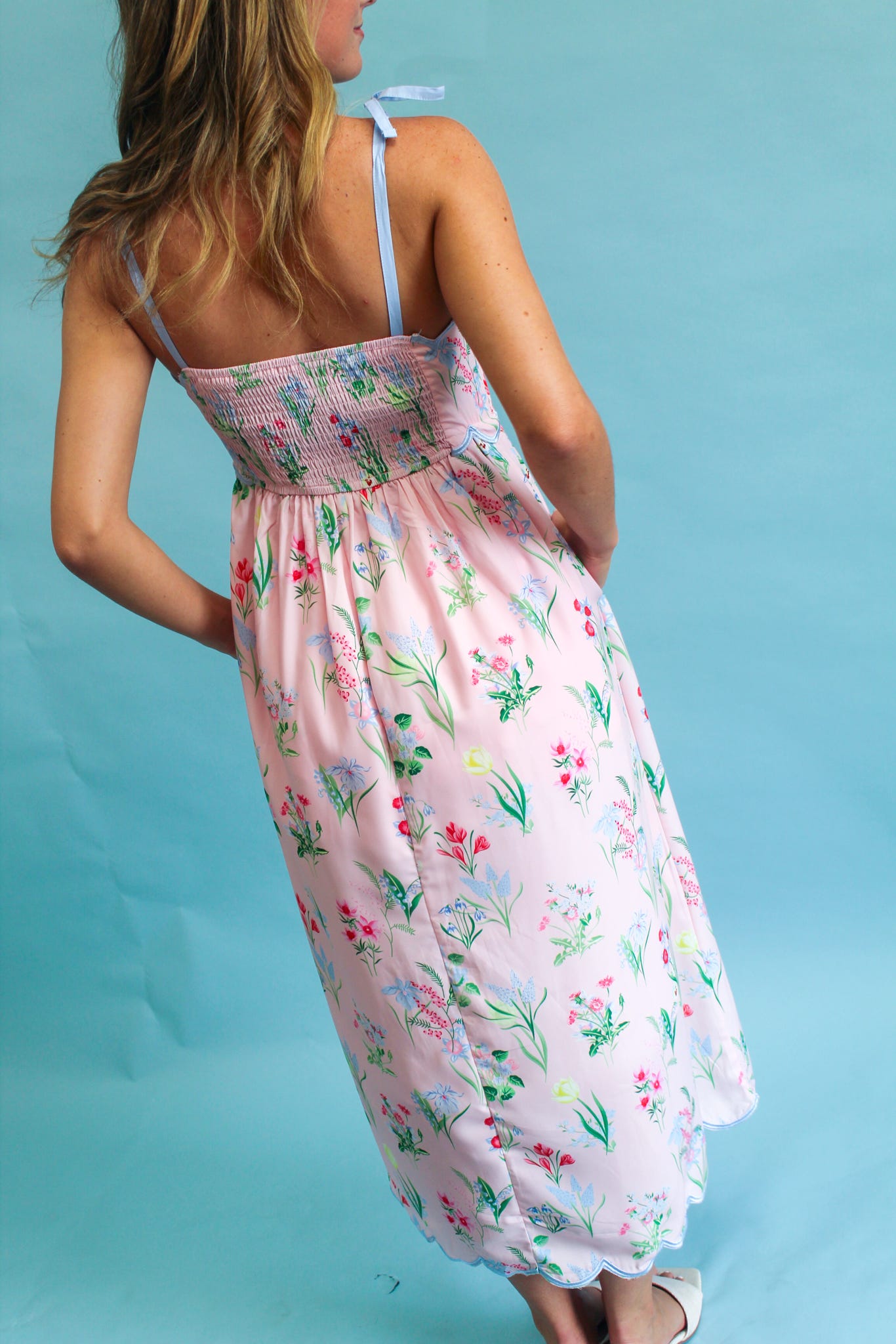 Pink Wildflower Midi Dress
