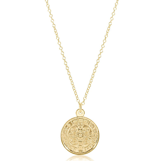 16" Necklace Gold - Blessing Large Gold Charm