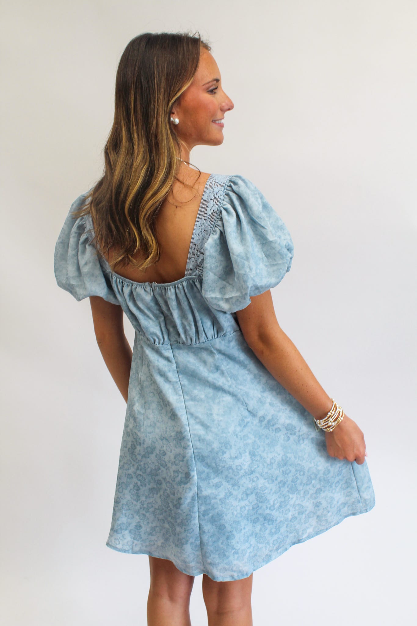 Dainty Dimples Blue Floral Mini Dress
