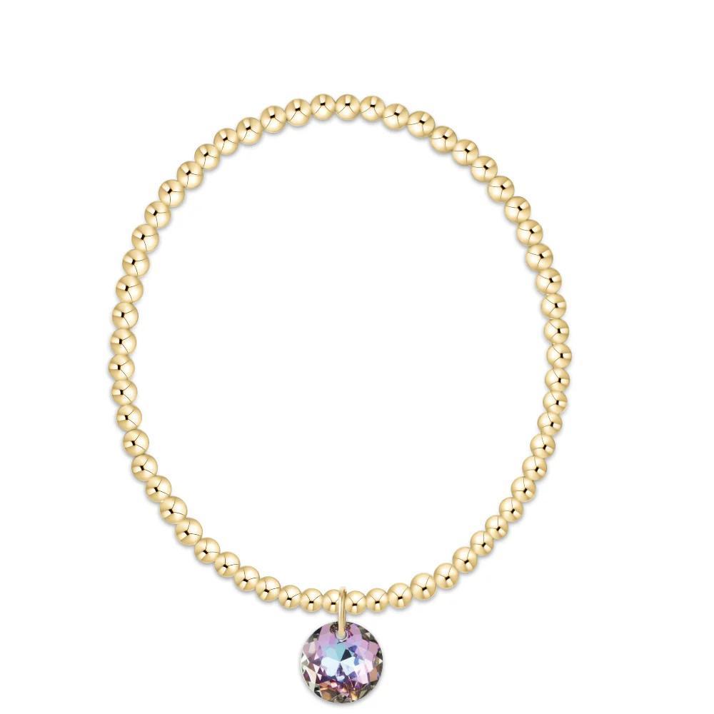 Extends Classic Gold 3mm Bracelet - Reflection Charm ( Birthstone )