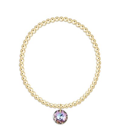 Extends Classic Gold 3mm Bracelet - Reflection Charm ( Birthstone )