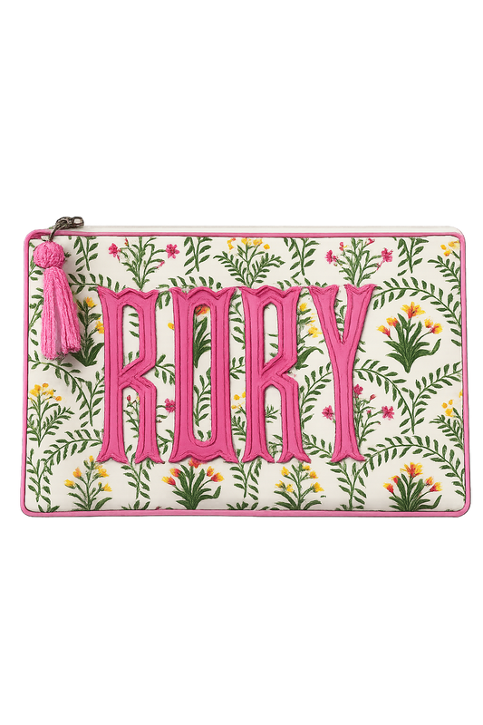 Early Wildflowers Monogrammed Clutch Bag
