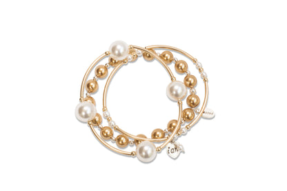 12mm White Blessing Bracelet with Gold Filled Tubes: S