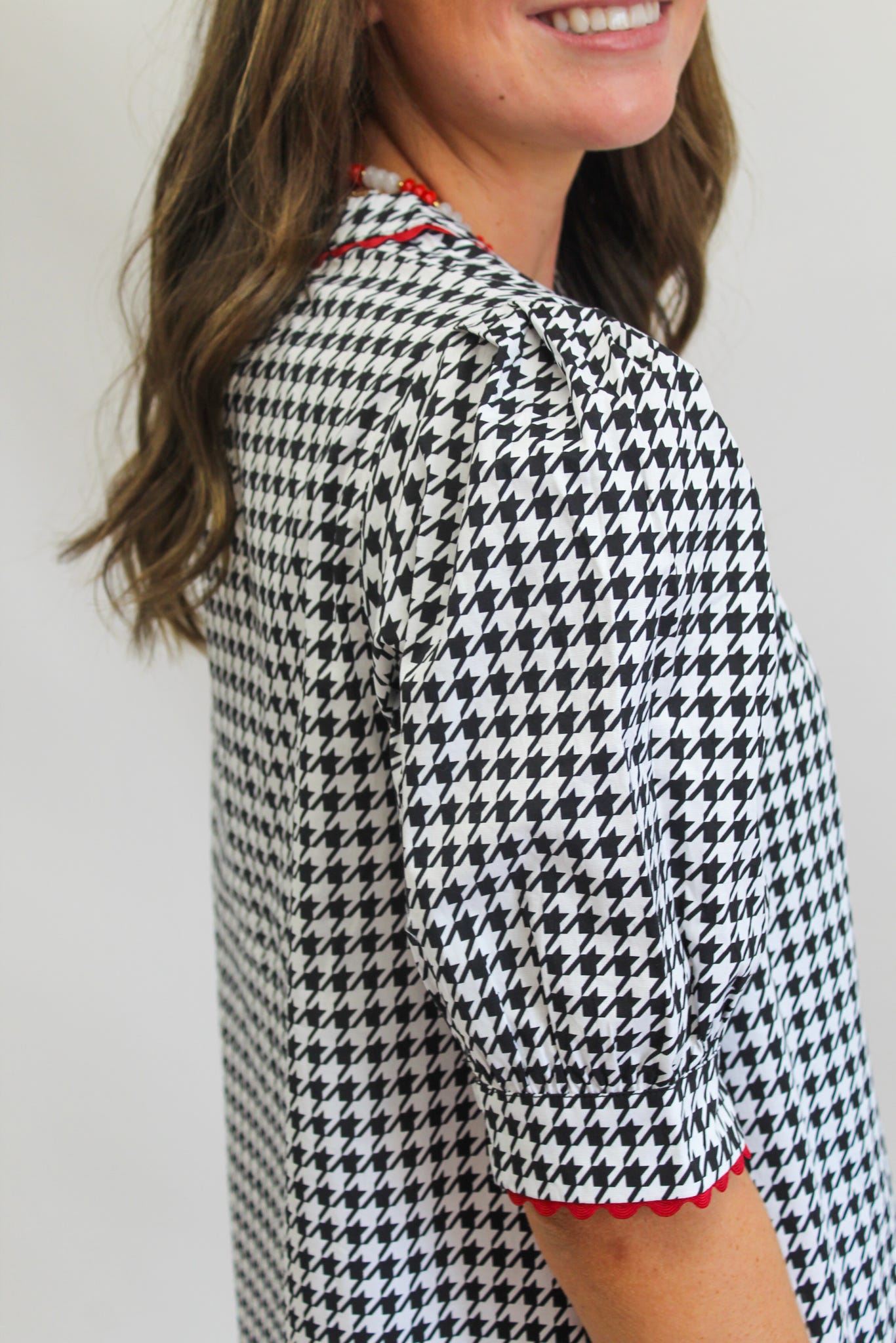 Houndstooth Black Elaine Top