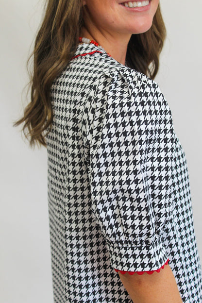 Houndstooth Black Elaine Top