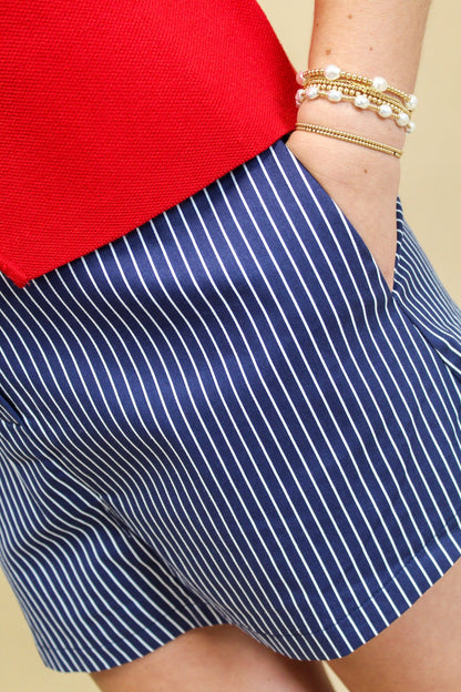 Flirt Alert Navy Stripe Skort