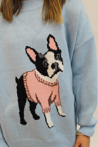 French Bulldog Graphic Oversized Sweater