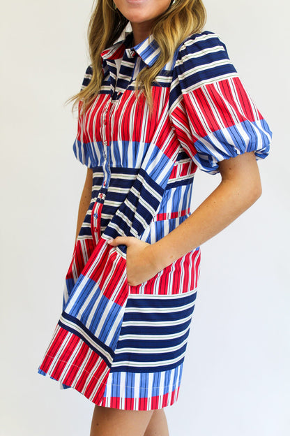 Fireworks Color Block Striped Mini Dress