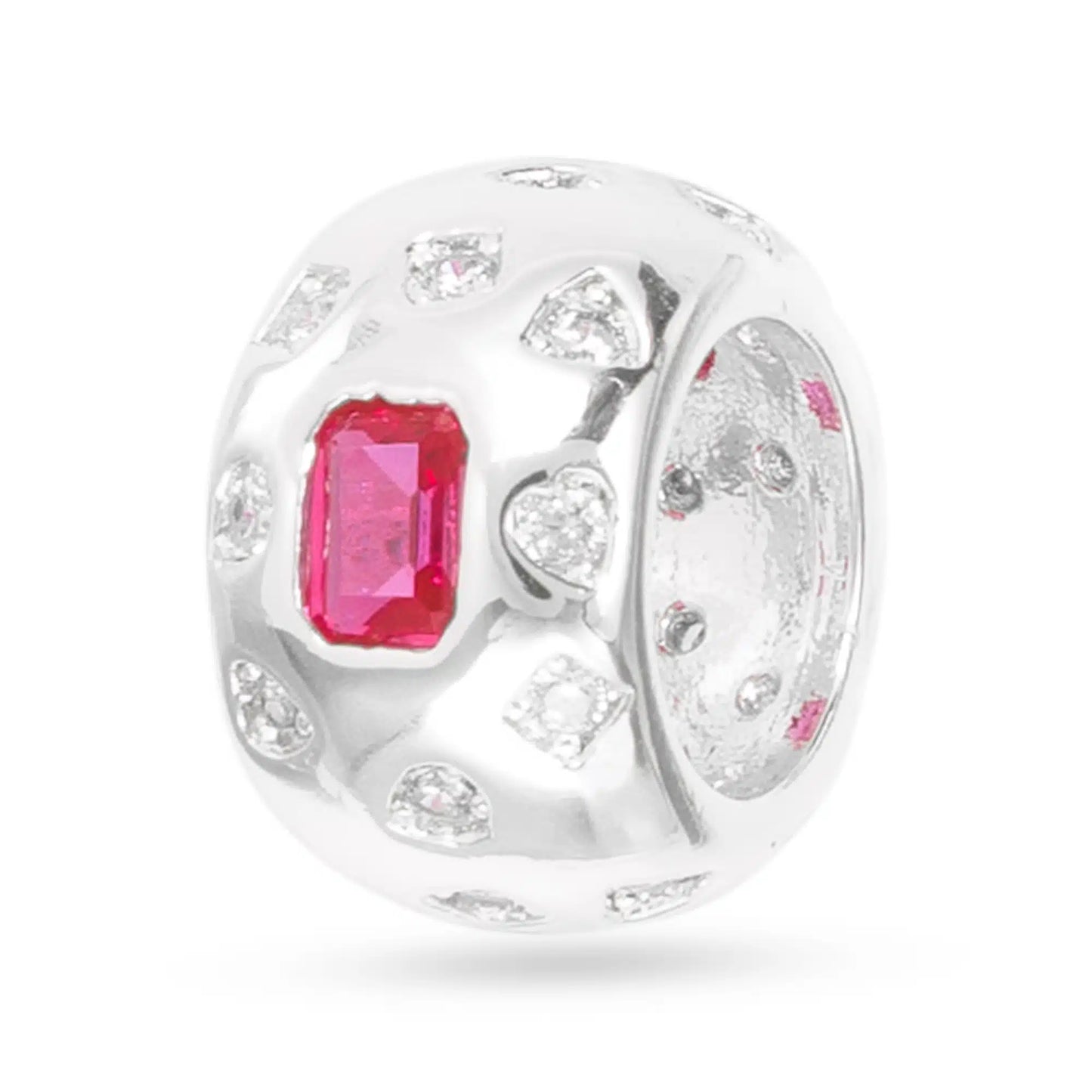 Silver CZ Wide Round Charm