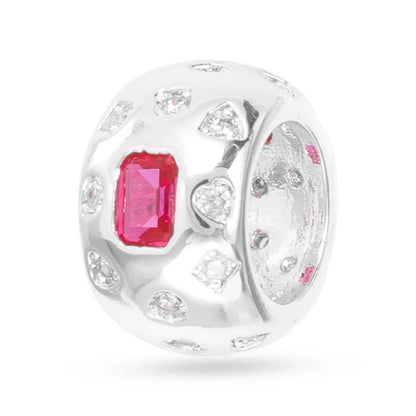 Silver CZ Wide Round Charm