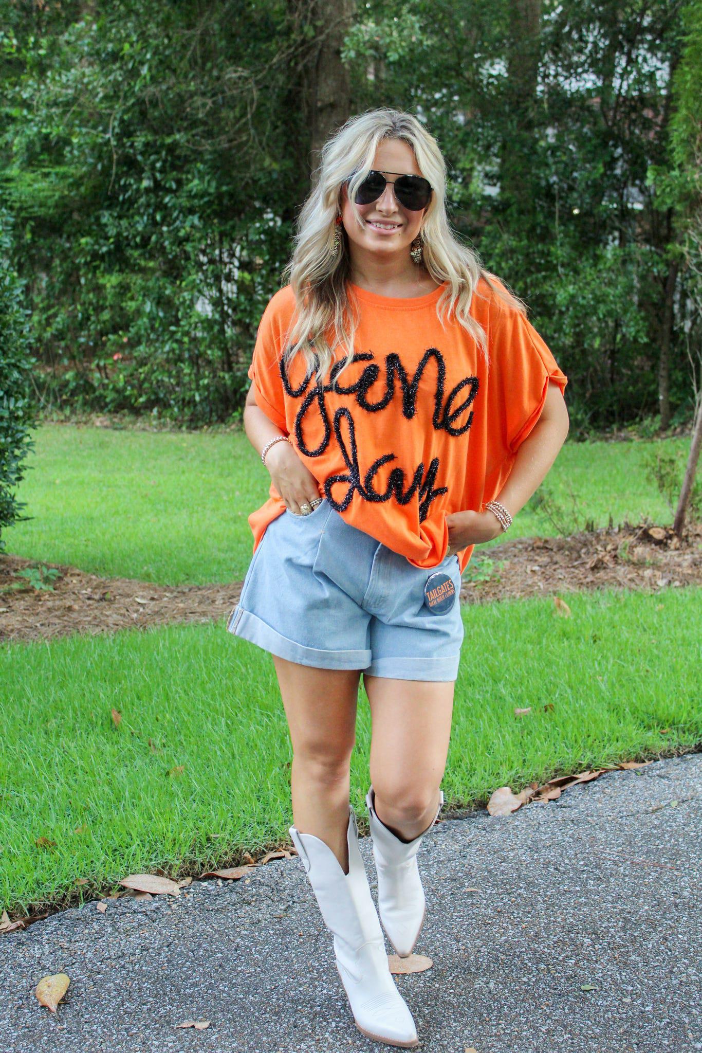 Game Day Metallic Tee Orange