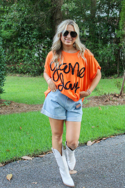 Game Day Metallic Tee Orange