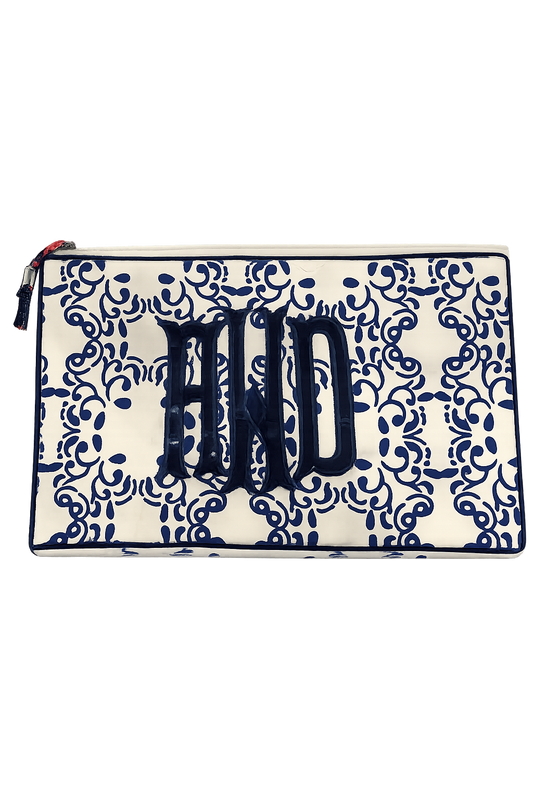 Blue Pattern Monogrammed Bag