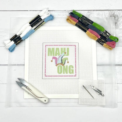 Mahjong Letters with Joker Hat & Pink Bamboo Needlepoint Kit | default - #NP88-MAH-003