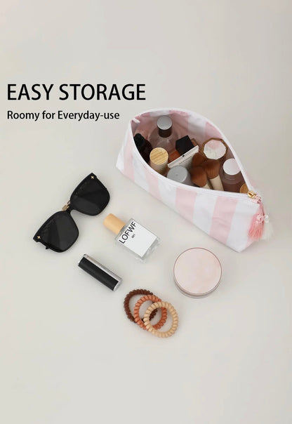 Striped Print Clear Makeup Bag