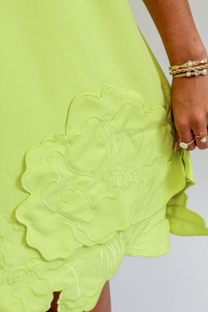Chartreuse Citrus Bloom Mini Dress