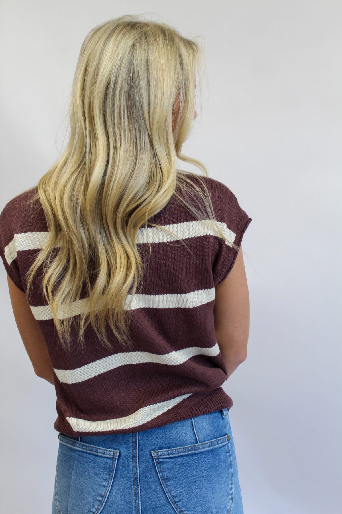 Autumn Latte Striped Sweater Top