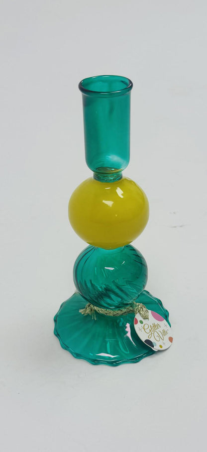 Fluted Taper Candle Holder Glass 12 Assortment