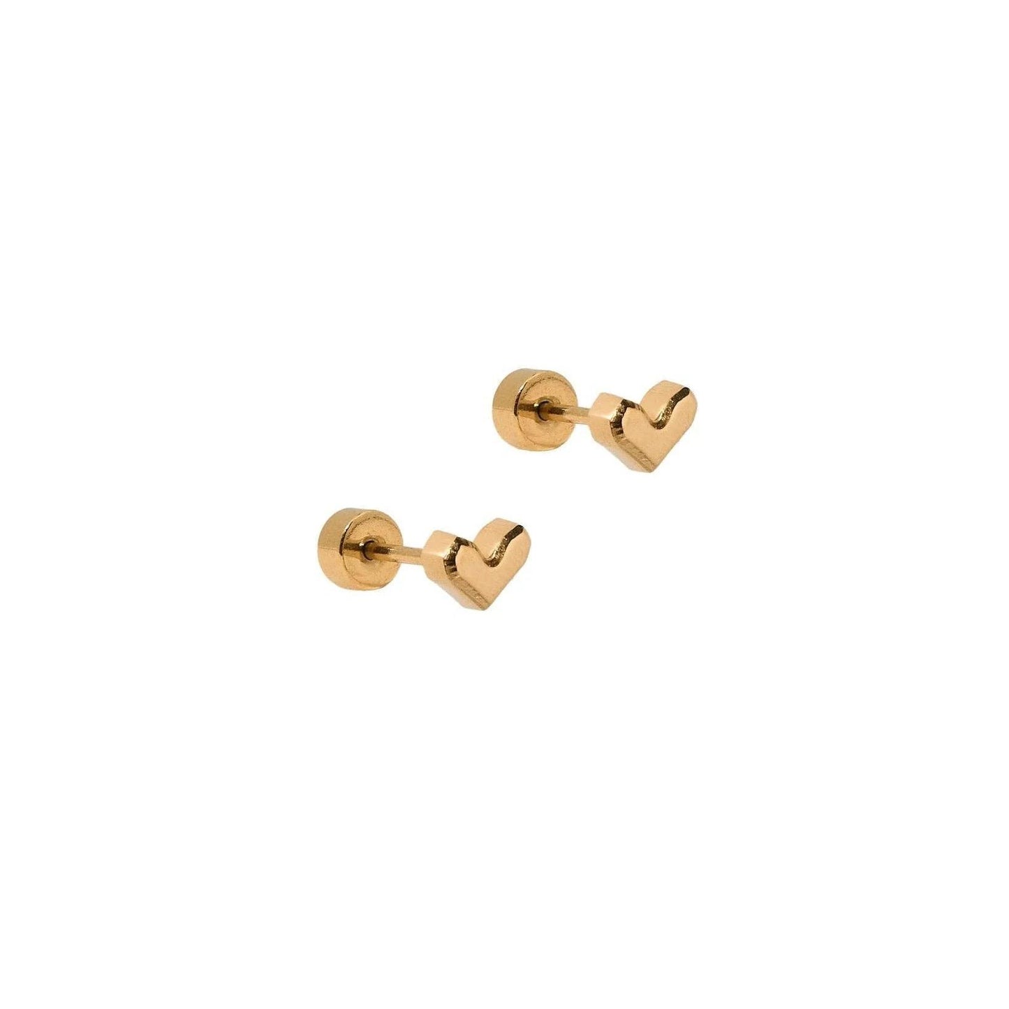 Gold Fable Heart Screwback Stud Earrings