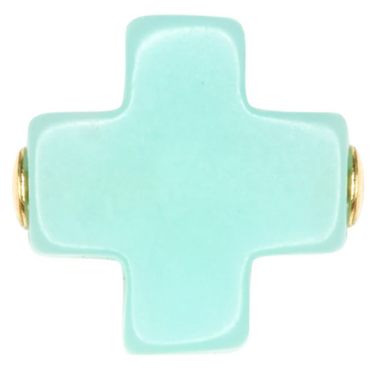 egirl Signature Cross Gold Pattern 3mm Bead Bracelet - Mint