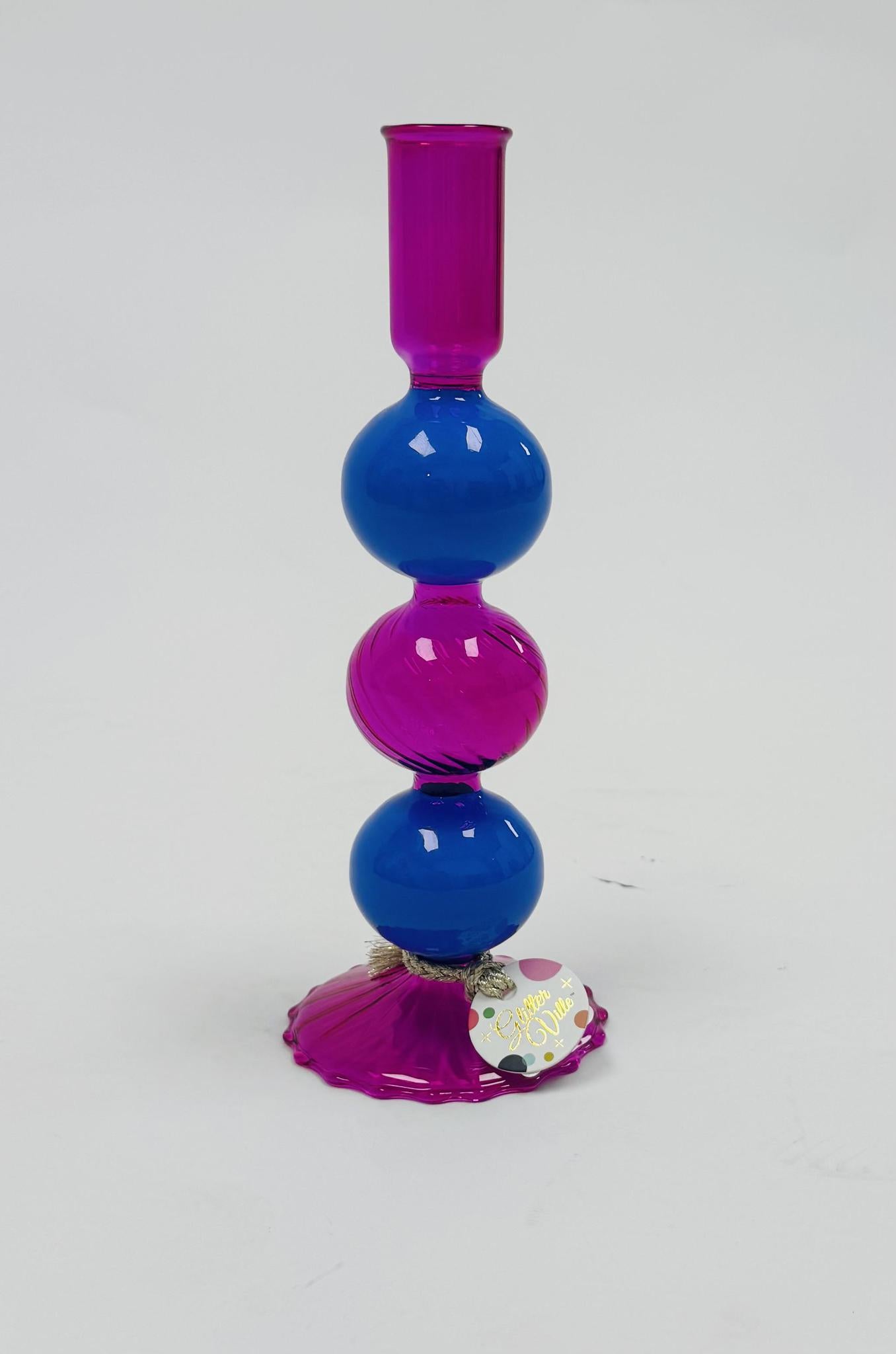 Fluted Taper Candle Holder Glass 12 Assortment