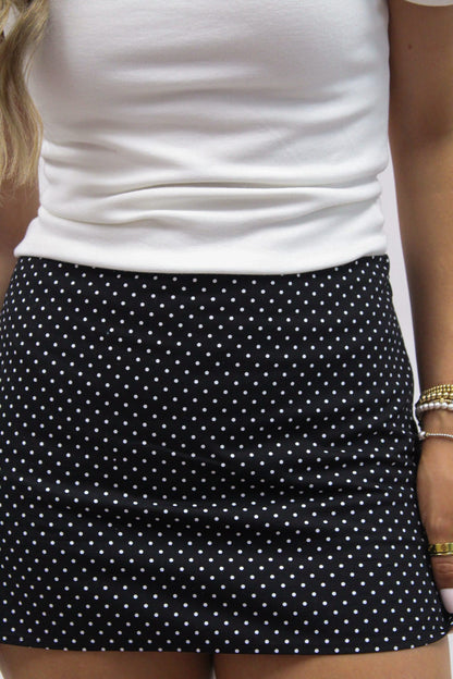 Posh Polka Dot Mid Rise Skort
