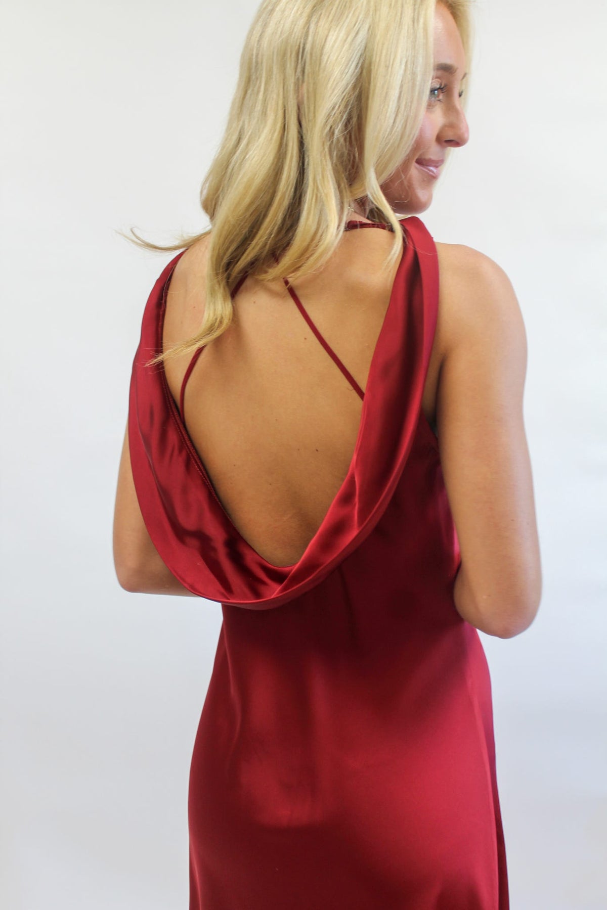 Mireya Satin Cowl Neck Dress