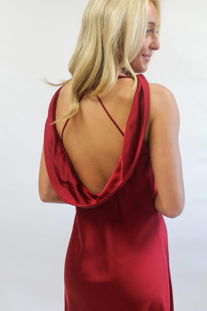 Mireya Satin Cowl Neck Dress