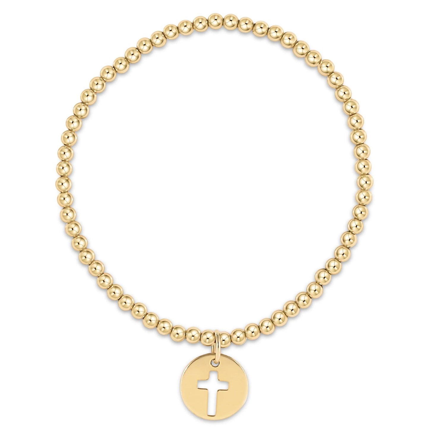 Classic Gold 3mm Bead Bracelet- Blessed Gold Charm