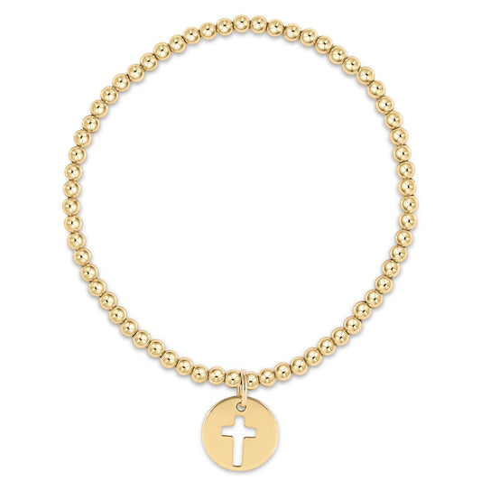 Classic Gold 3mm Bead Bracelet- Blessed Gold Charm