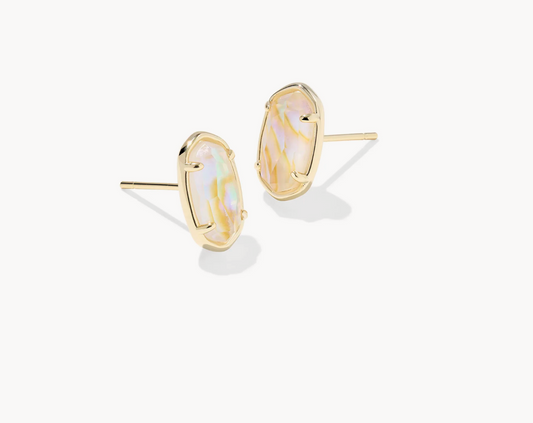 Grayson Stone Stud Ear Gold Iridescent Abalone