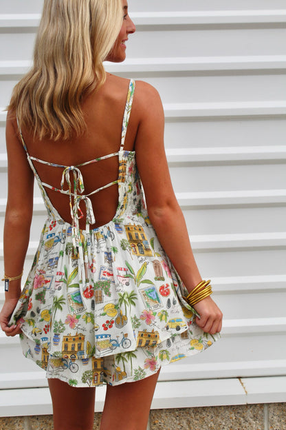South of France Smocked Romper