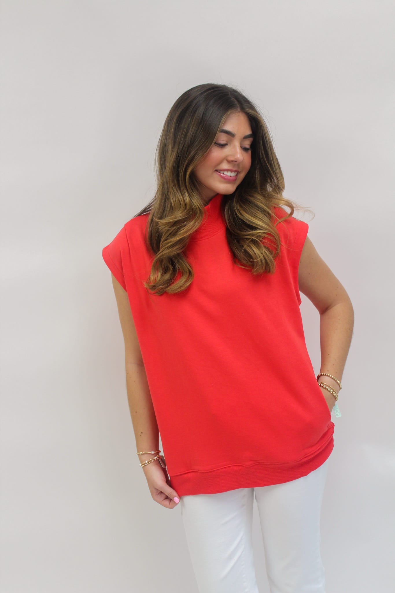 Cloud Nine Mock Neck Top - Red