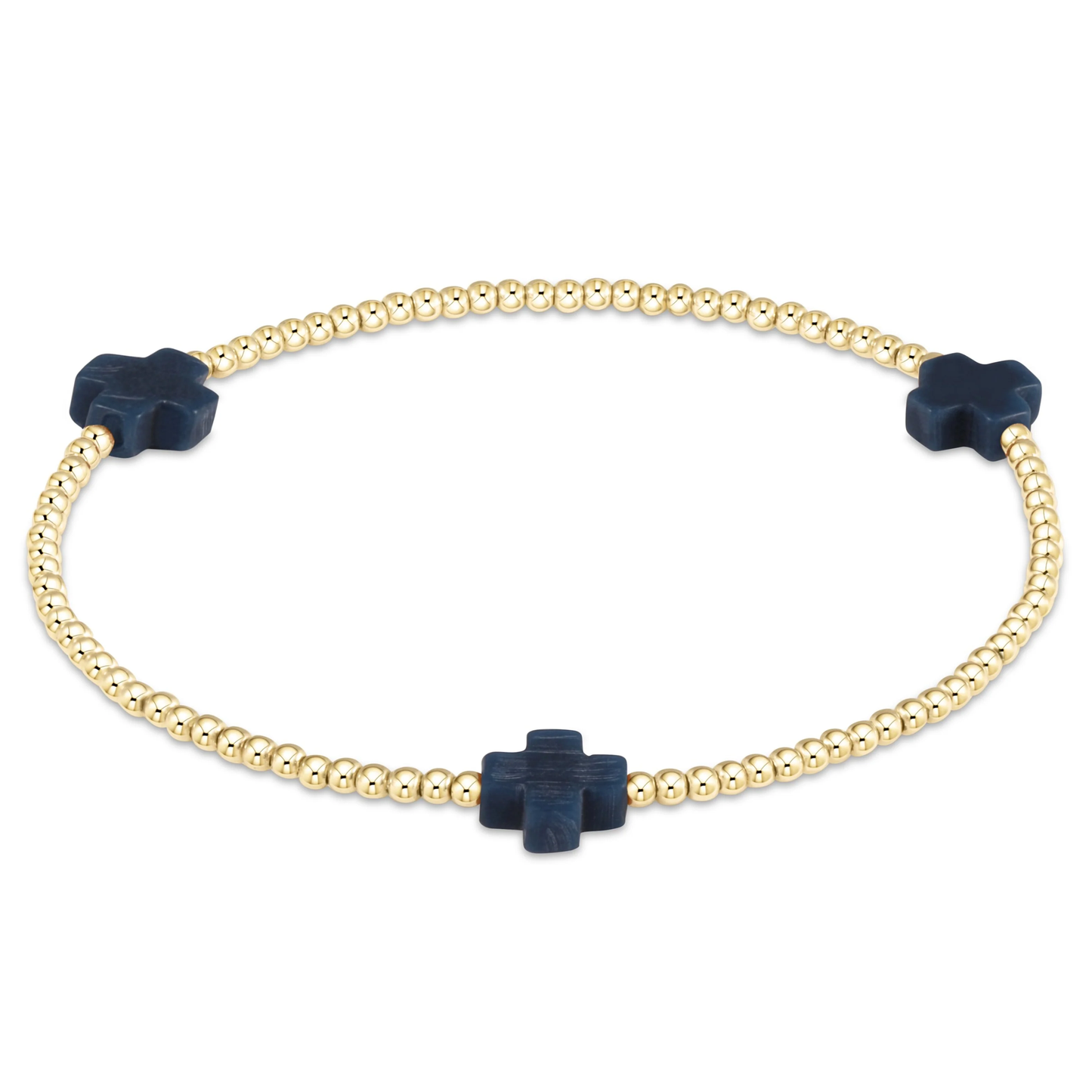 Signature Cross Small Gold Pattern 2mm Bead Bracelet