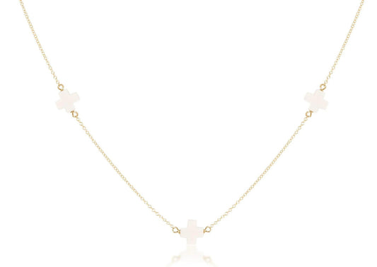 15" Choker Simplicity Chain Gold - Signature Cross Off-White