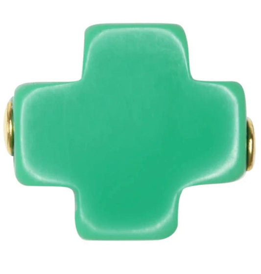 egirl Signature Cross Gold Pattern 3mm Bead Bracelet - Emerald