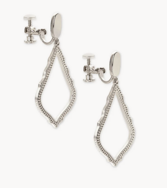 SOPHEE CLIP ON EARRINGS RHODIUM METAL