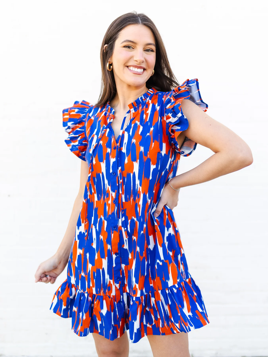 Dress Abby Tlgt Time Blue/Orange Medium