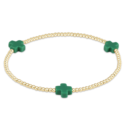 Signature Cross Small Gold Pattern 2mm Bead Bracelet