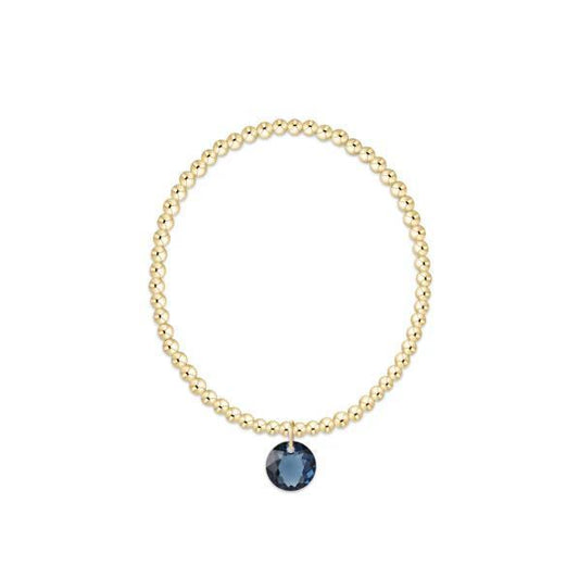 Classic Gold 3mm Bracelet- Reflection Charm- 09